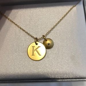 gold K initial necklace